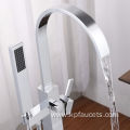 Floor Mounted Tub Shower Faucets with Hand Sprayer Single Handle Free Standing Bathtub Shower Mixer Taps